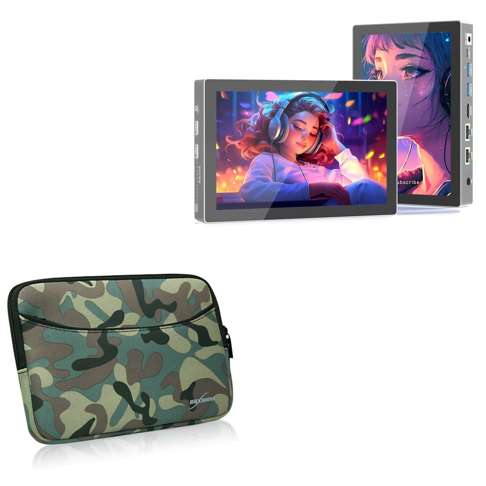 BoxWave Case Compatible with HIGOLE F9B Mini PC (7 in) - Camouflage Suit with Pocket, Neoprene Camo Suit Zipper Pocket for Storage