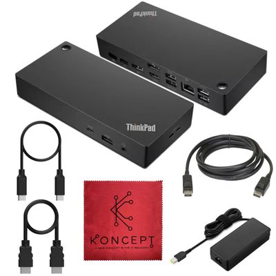 40AY0090US Lenovo Thinkpad Docking Station Dual Monitor - Supports 4K Display, Universal Dock USB Type- C Gen 2 with 4K HDMI + 4K DisplayPort + USB C Cable + 90W Adap TER (Renewed)