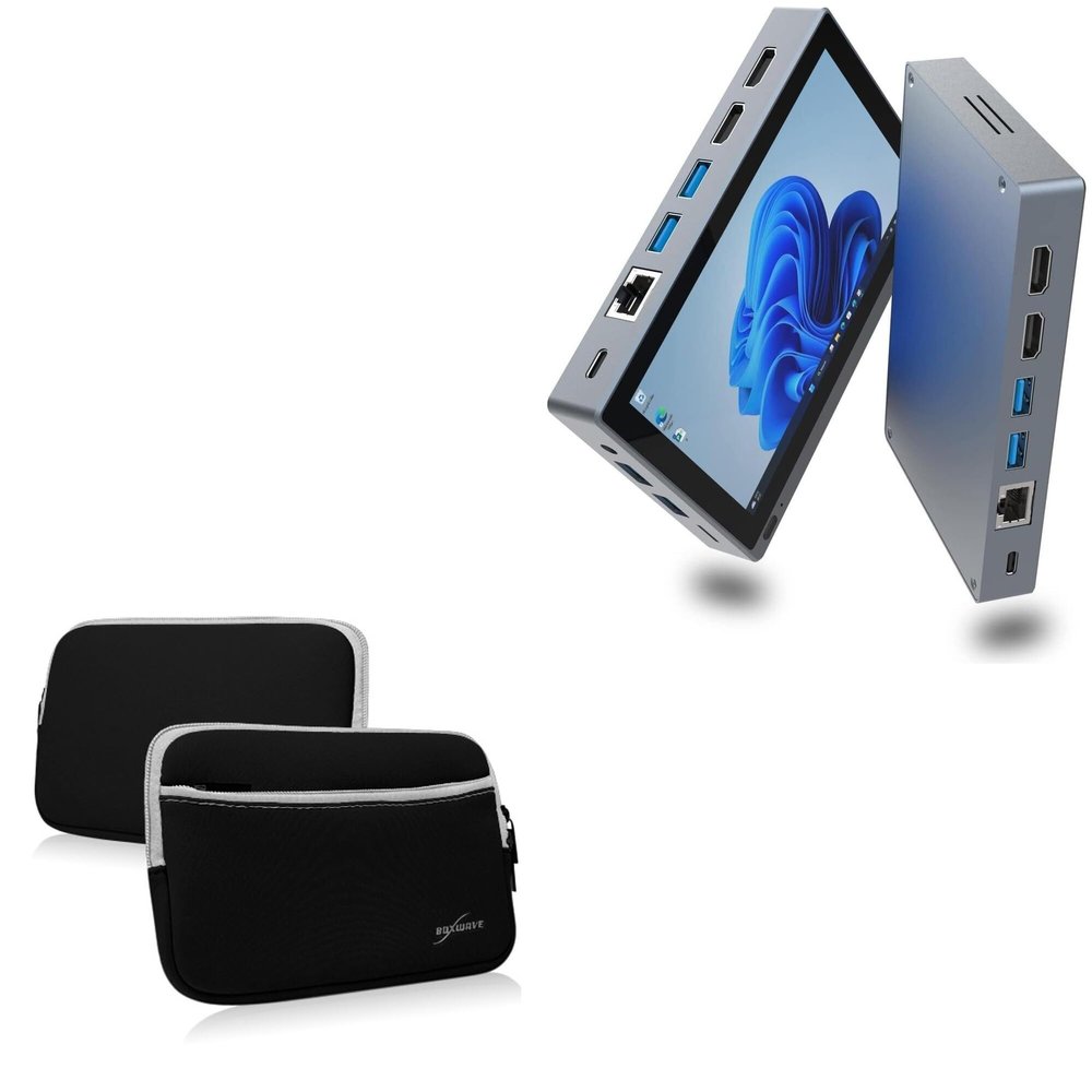 BoxWave Case Compatible with HIGOLE GOLE 2 Pro Mini PC (5.5 in) - SoftSuit with Pocket, Soft Pouch Neoprene Cover Sleeve Zipper Pocket - Jet Black