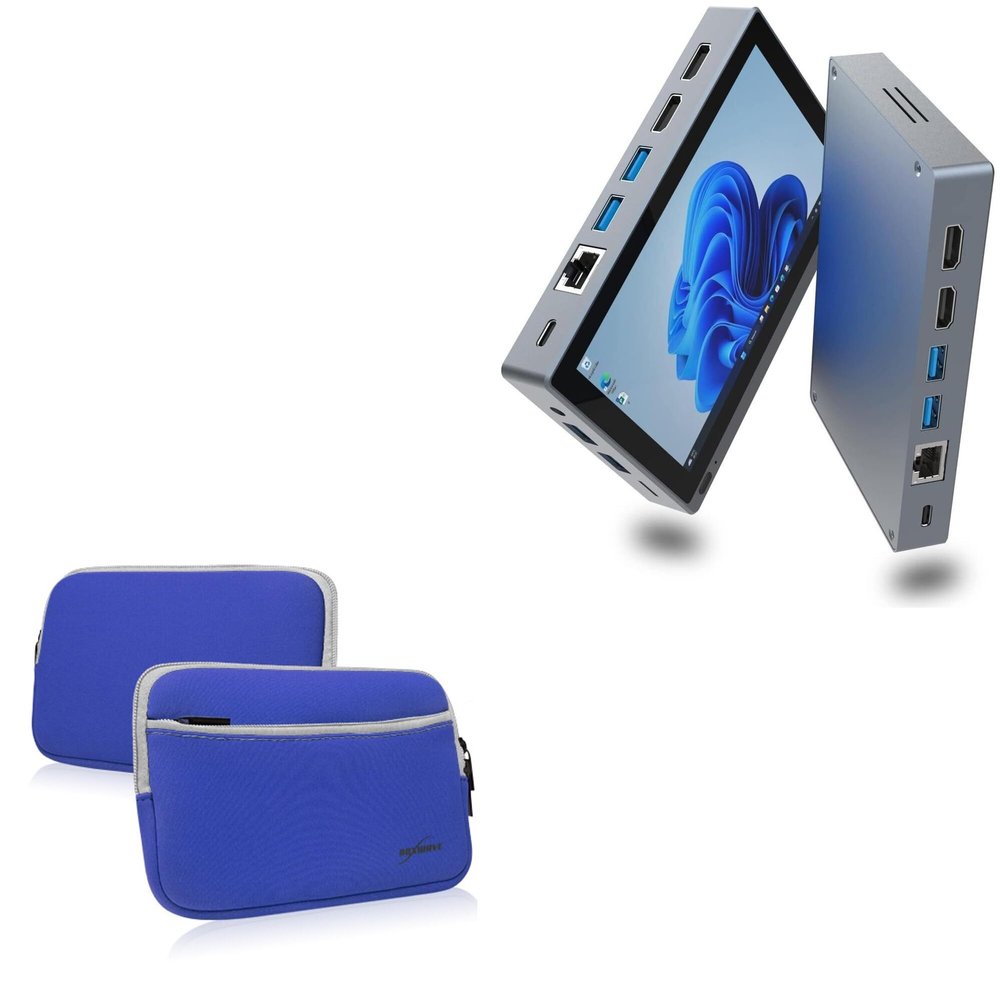 BoxWave Case Compatible with HIGOLE GOLE 2 Pro Mini PC (5.5 in) - SoftSuit with Pocket, Soft Pouch Neoprene Cover Sleeve Zipper Pocket - Super Blue