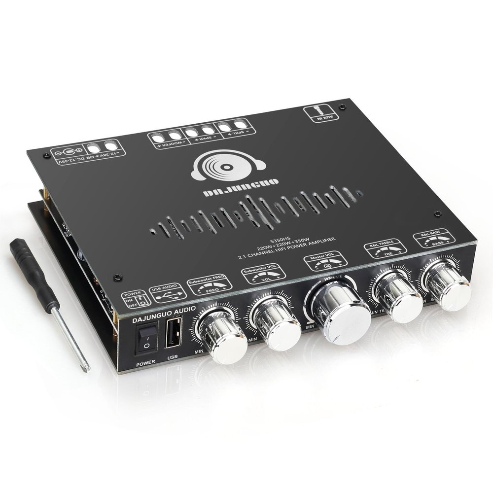 220W +220W+350W Stereo Bluetooth Amplifier Board 2.1 Channel, 2 x TPA3251 Chips Stereo AMP Board DC 12-38V, Bluetooth 5.1 and AUX Inputs, for DIY Wireless Speakers