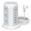 BESFAN Power Strip Tower, 1625W Surge Protector with 9AC Outlets 5 USB Ports, 6.5 FT Extension Cord Charging Tower for Multiple Devices, for Office Supplies, Dorm Room Essentials for Girls, Guys view 1