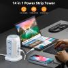 BESFAN Power Strip Tower, 1625W Surge Protector with 9AC Outlets 5 USB Ports, 6.5 FT Extension Cord Charging Tower for Multiple Devices, for Office Supplies, Dorm Room Essentials for Girls, Guys view 2