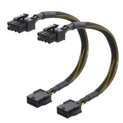 Cable Matters 2-Pack 8 Pin PCIe Extension Cable - 10 Inches (Male to Female, NOT for Direct PSU Use), 8 Pin GPU Power Extension Cable (Not 6+2Pin)
