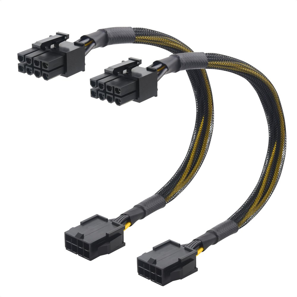 Cable Matters 2-Pack 8 Pin PCIe Extension Cable - 10 Inches (Male to Female, NOT for Direct PSU Use), 8 Pin GPU Power Extension Cable (Not 6+2Pin)
