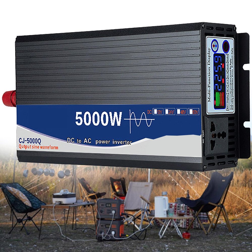 Beachtiful 5000W Pure Sine Wave Inverter Car Converter Power Inverter with Color Screen Display, LifePO4/ Lithium Battery Compatible, for RV Truck Car,DC12VtoAC220V