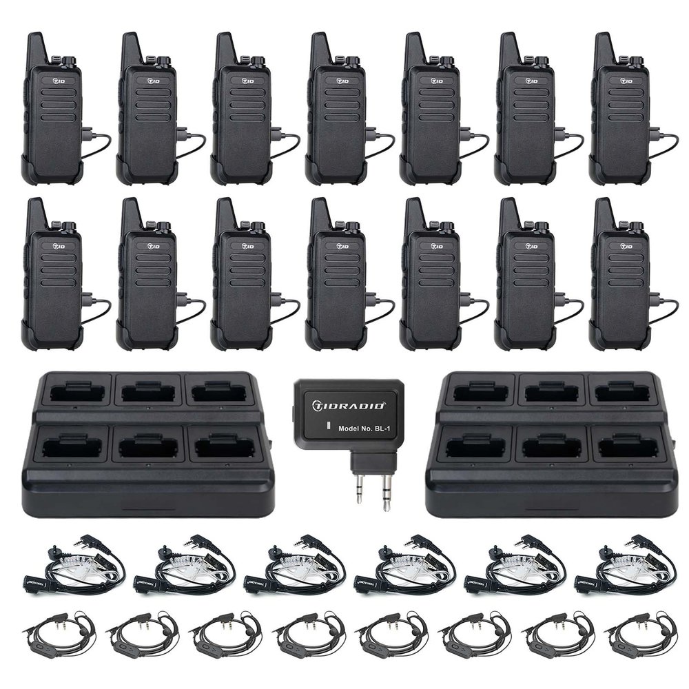 14 Pack TIDRADIO TD-M8s Radios Walkie Talkies for Adults Long Range,Rechargeable Two Way Radio with Earpieces,6 Way Multi Gang Charger and Wireless Programmer,for School Church Restaurant Business