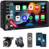 7'' Wireless Apple CarPlay Double Din Car Stereo,Car Radio with IPS HD Touchscreen,Bluetooth 5.2,FM Radio,Backup Camera,Android Auto,Mirror Link,USB/Type-C/AUX/TF,180W Audio Subwoofer Output view 1