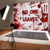 10x6.5ft Bloody Handprint Backdrop Halloween No One Leaves Photography Background Mischief Red Blood Splatter Brick Wall Decorations Banner Zombie Vampire Halloween Party Photo Booth Props view 3