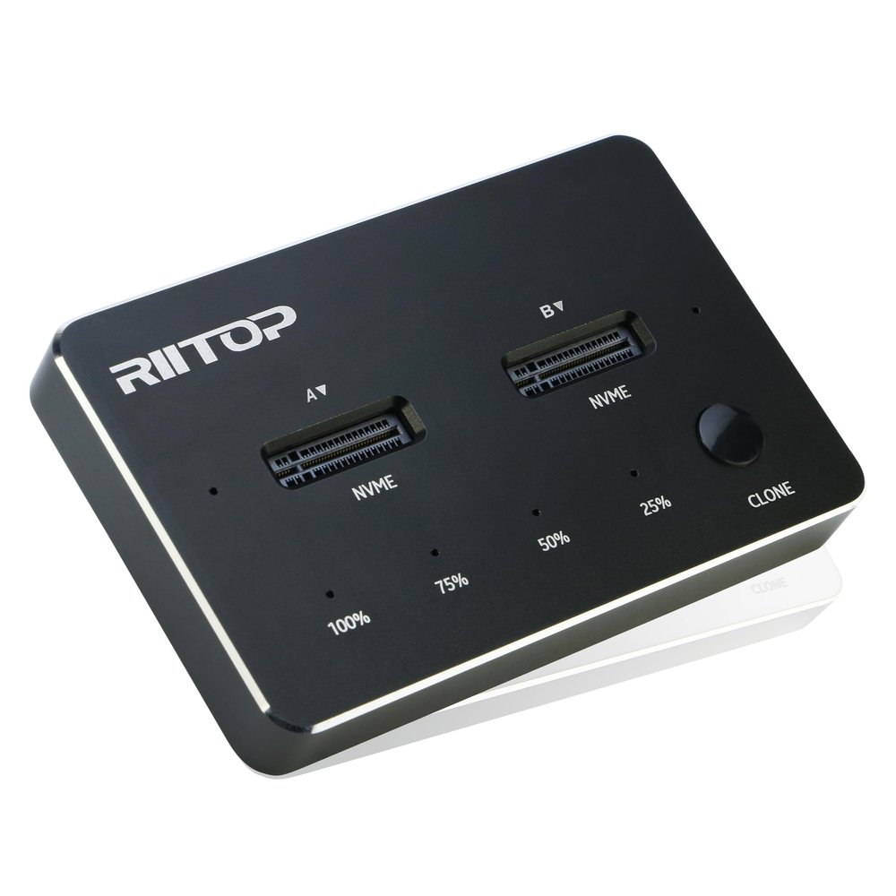 RIITOP Dual NVMe SSD Docking Station External Dual M.2 NVMe SSD to USB-C Reader (Offline Clone)