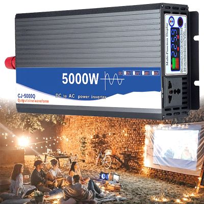 5000W Inverter Pure Sine Wave Voltage Converter Power Inverter Car Converter with Color Screen, for Cars, Trucks, Camping, Emergency Household Appliances,DC24VtoAC110V