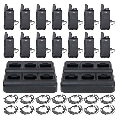 14 Pack TIDRADIO TD-M8s Walkie Talkies for Adults with Earpiece Long Range Two Way Radio with 6 Way Multi Gang Charger and USB Charger for Warehouse Business Church and Retail