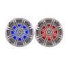 2-Speakers 6.5" 195W Marine Audio Coaxial Color LED Lights Silver Grill Polypropylene Titanium of Set view 1
