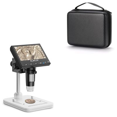 Elikliv Microscope, LCD Digital Coin Microscope 1000x, Coin Magnifier with 8 Adjustable LED Lights, EDM4+Microscope Case
