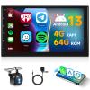 [4G+64G] Android Car Radio 7 Inch Double Din with Wireless Carplay & Android Auto, Hodozzy Touch Screen Car Radio GPS Navigation WiFi Bluetooth FM/RDS Radio EQ/USB/SWC+AHD Backup Camera view 1