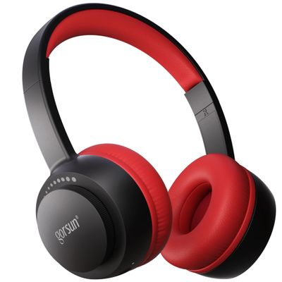 gorsun Kids Bluetooth Headphones, Toddler Headphones 85 dBA Safe Volume, 45 Hours Playtime, with Mic, Bluetooth 5.3, Kids Wireless Headset for iPad/Tablet/Travel/School, ldeal Gift (Black/Red)