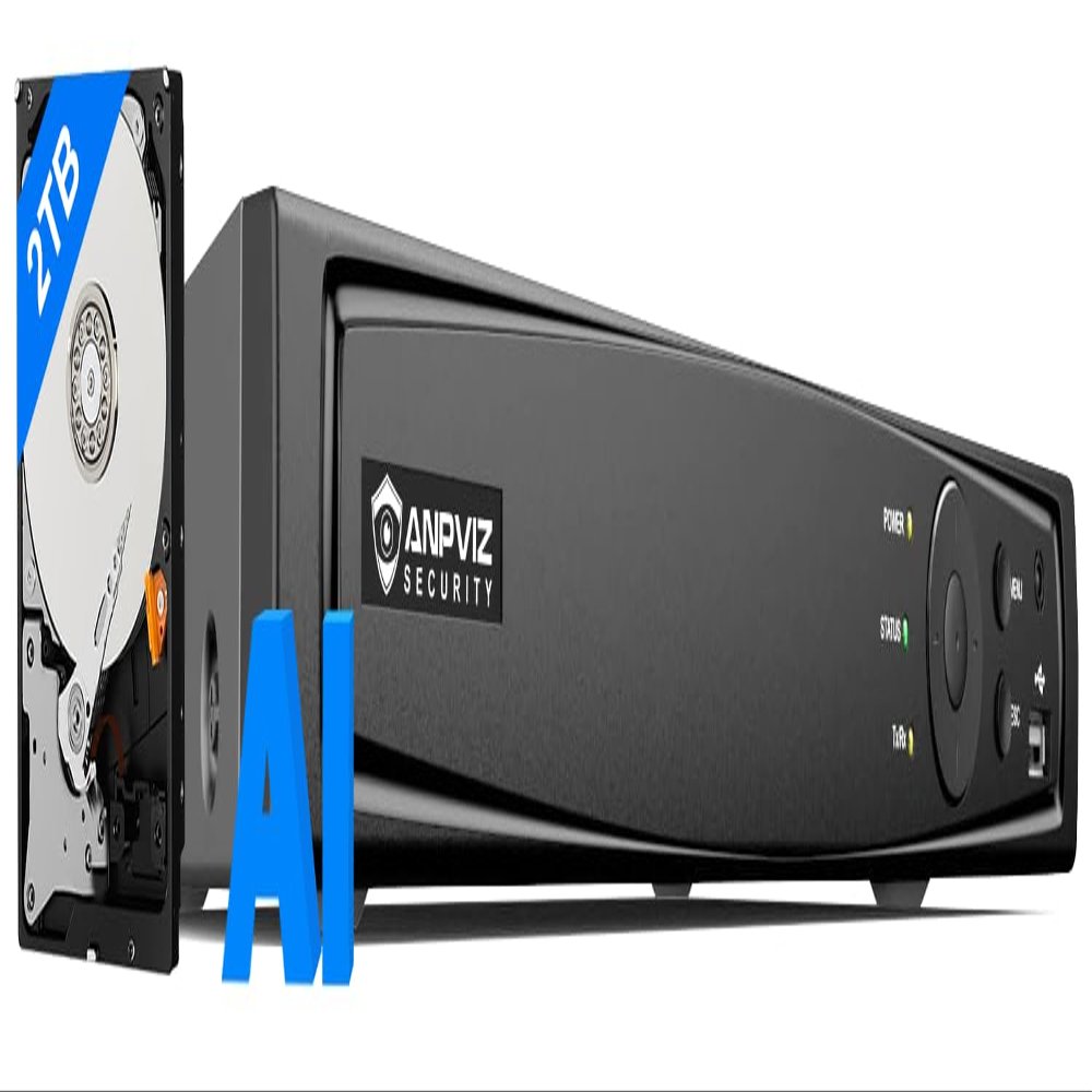 Anpviz AI 12MP 8CH POE NVR (12MP/8MP/6MP/5MP/4MP) Smart AI POE Network Video Recorder - Supports up to 8 x 12MP/4K IP Cameras, 8-Channel Power Over Ethernet Pre-Installed 2TB HDD NVR7608Q18P-A-2TB