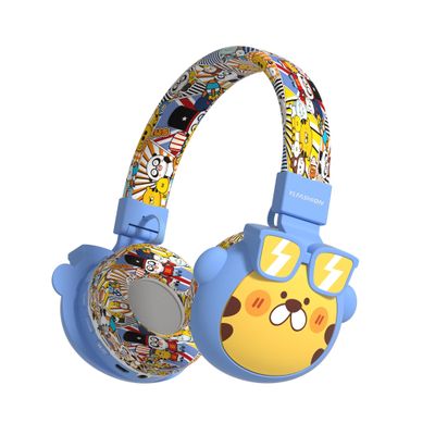 YLFASHION Kids Bluetooth Headphones, 85dB Volume Limit, Ultra-Soft Over-Ear, Built-in Mic, Foldable, Beerus Cartoon Animal Design, Suitable for School & Travel, FM/TF/AUX Supported