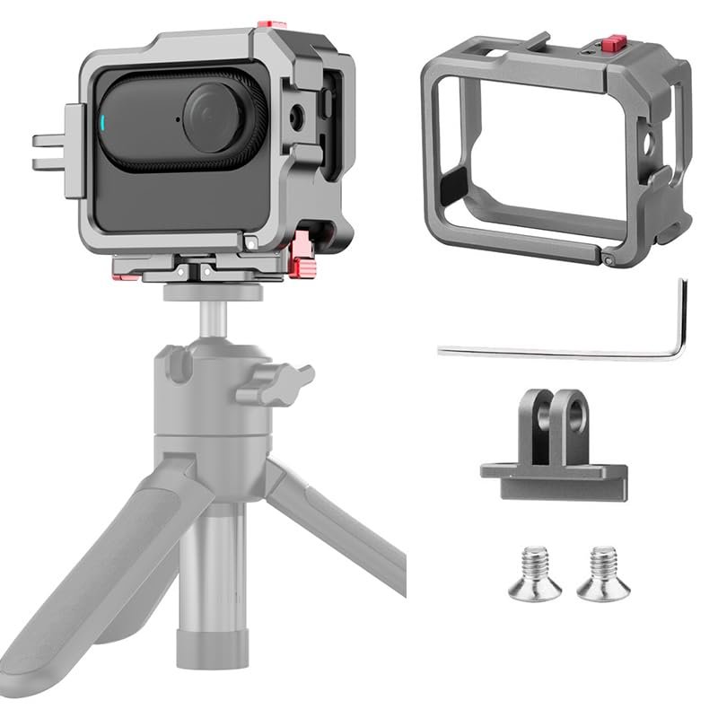 Coyktonty Cage for Insta360 GO 3S/GO 3, Aluminum Alloy Quick-Release Protective Frame with a Cold Boot Slot and Adapter, it can be Connected to a Tripod