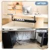 Shikha Under Desk Cable Tray, 15.7"-30.7" Retractable Under Desk Cable Management, No Drilling Cord Organizer with Clamp, Wire Management for Home Office -Black view 2