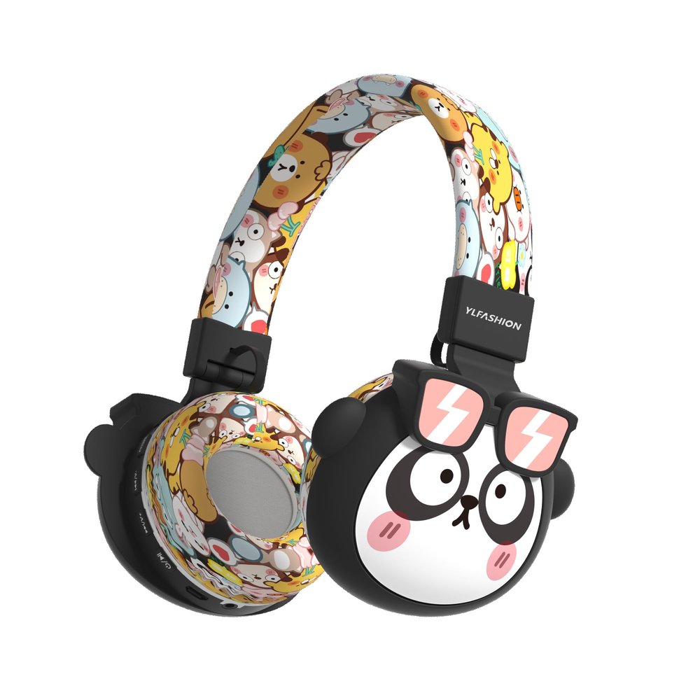 YLFASHION Kids Bluetooth Headphones, 85dB Volume Limit, Ultra-Soft Over-Ear, Built-in Mic, Foldable, Beerus Cartoon Animal Design, Suitable for School & Travel, FM/TF/AUX Supported