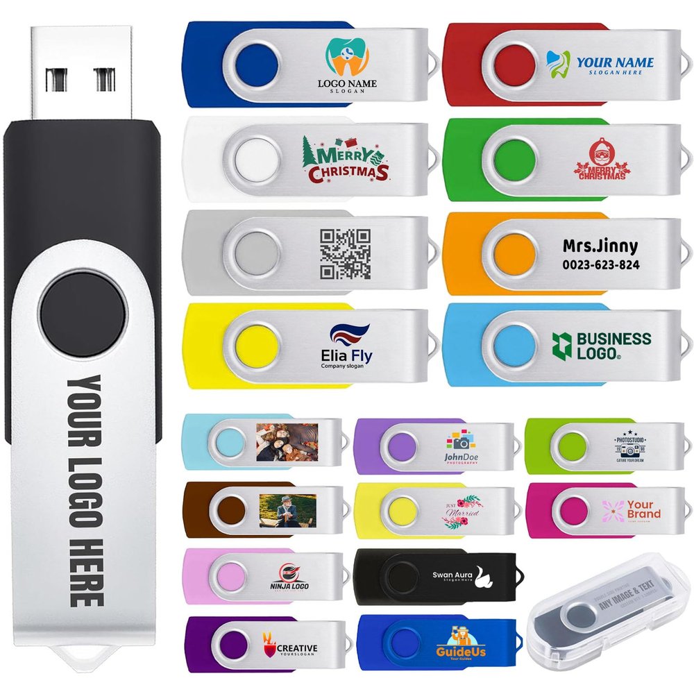 Fewina Custom USB Flash Drive with Logo Personalized USB Thumb Drive 2GB Customized Memory Stick 400 Pack for Business Gifts