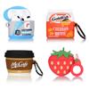 (4Pack) Case for AirPods 3rd Generation Earbuds (2022), XMBYGY Silicone Charging Case Protective Cover with Cute Cartoon Skin Design for AirPods 3, with Carabiner (G+GOD+Mcoffee+3Dstrawberry) view 1