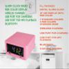 HANNLOMAX HX-206Wi Alarm Clock Radio with Wireless Charger, RGB Color Display, USB Port for Charging and MP3 Playback, Bluetooth, Soothing Sleep Sounds, Aux-in, AC Operation only. (Pink) view 2