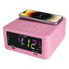 HANNLOMAX HX-206Wi Alarm Clock Radio with Wireless Charger, RGB Color Display, USB Port for Charging and MP3 Playback, Bluetooth, Soothing Sleep Sounds, Aux-in, AC Operation only. (Pink) view 3