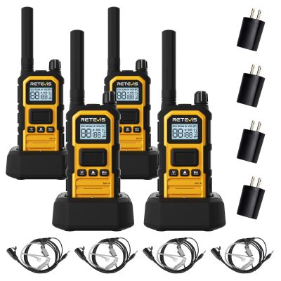 Retevis RB48 Plus Heavy Duty Walkie Talkies with Earpiece, IP67 Waterproof Two Way Radios, Long Range 2 Way Radio, Group Call, VOX, SOS, NOAA (4 Pack)