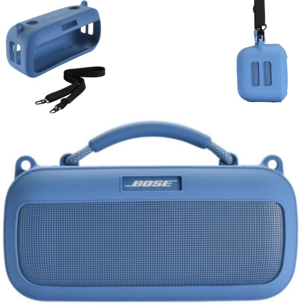 Ferbao Protective Case for Bose SoundLink Max, Silicone Case Cover with Shoulder Strap for Bose SoundLink Max (Blue)