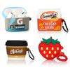 (4Pack) Case for AirPods Pro 2nd/1st Generation (2022/2019) with Carabiner, XMBYGY Cute Skin Design Silicone Cartoon Charging Case Protective Covers for Boys Girls (G+GOD+Mcoffee+3Dstrawberry) view 1