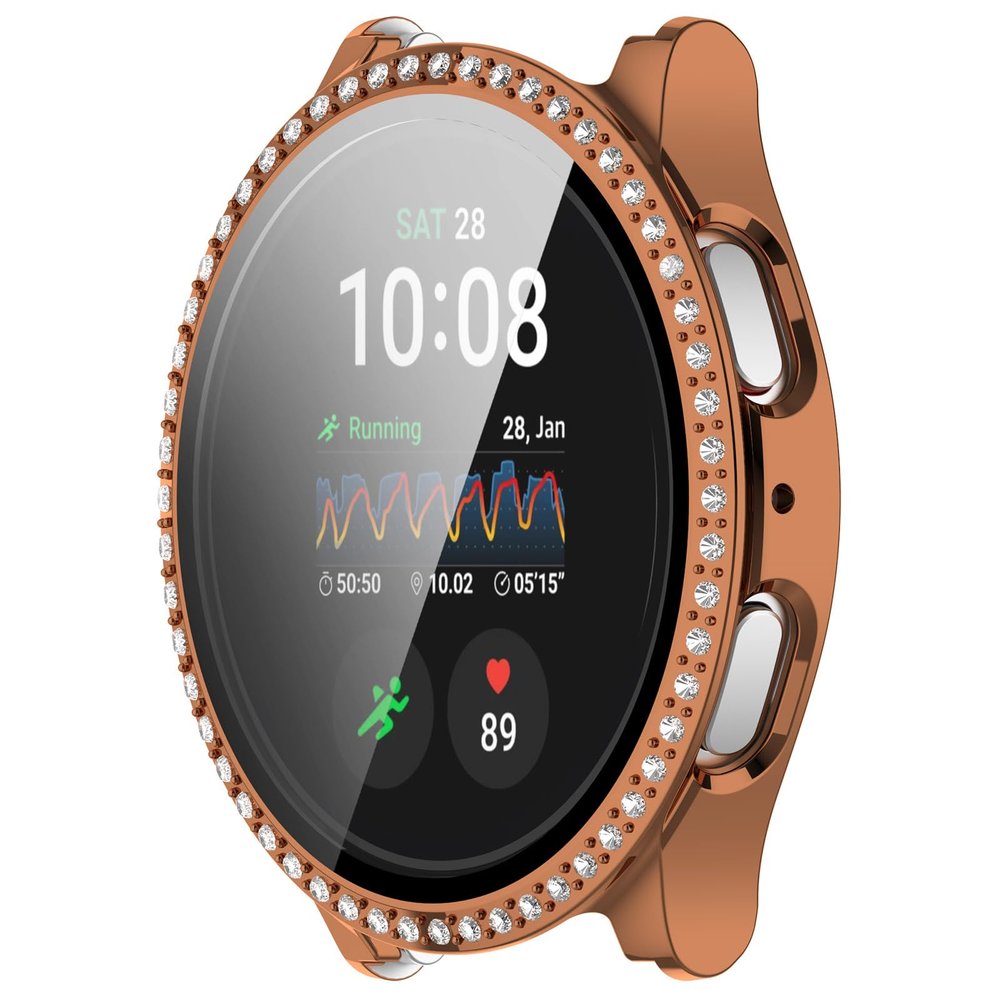 DKEnjoy Hard PC Jewelry Protector Case with HD Anti-Fog Tempered Glass Protective Film Shock-Proof Cover Anti-Scratch Case Compatible for Samsung Galaxy Watch 7 40MM/44MM Smartwatch (Rose Gold, 44MM)