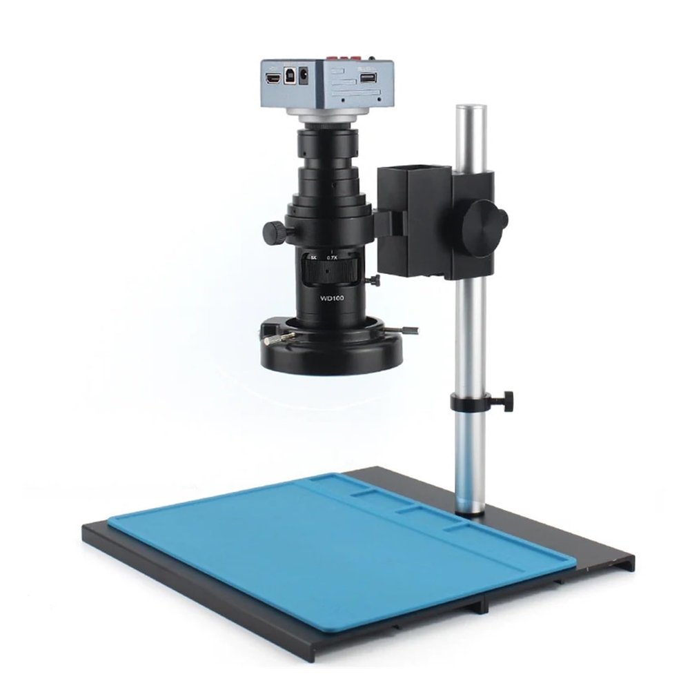 4K 48MP Ultra HD 1080P HDMI USB Digital Video Microscope Camera 200X C-Mount Lens Professional Phone PCB Soldering Repair Tools(A Suit)