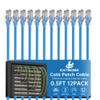 0.5 Foot Cat6 Patch Cables(12 Pack), Solid Pure Copper Patch Cord, Cat 6 Ethernet Cable, UTP Network, High Speed RJ45 Internet Cables, Compatible for Router, Switche, PC, Server, PS4/5, Xbox - Blue view 1
