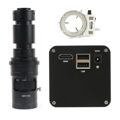 LIUZHENZHEN IMX385 1080P HDMI Industrial Measurement Video Microscope Camera C Mount U Disk Video Recorder for PCB Phone Soldering(500x Lens with Light,Not Measurement)