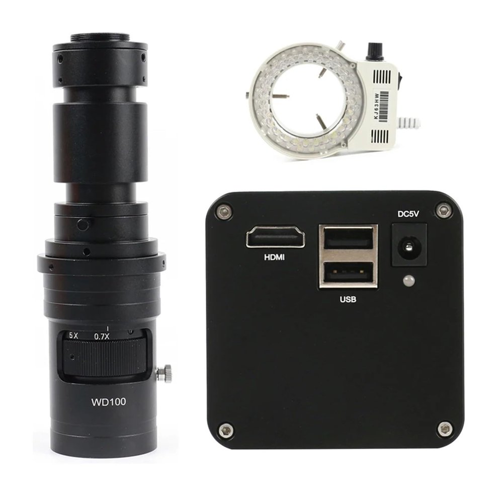 LIUZHENZHEN IMX385 1080P HDMI Industrial Measurement Video Microscope Camera C Mount U Disk Video Recorder for PCB Phone Soldering(500x Lens with Light,Not Measurement)