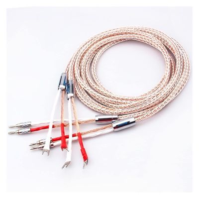 LEOSP OCC 8TC Speaker Cable Fever Speaker Amplifier HiFi Connection Cable Banana Plug/Y-Banana Plug(3 Meters)