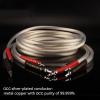 LEOSP Audio Cable HiFi 99.999% 5N Single Crystal CopperOCC Silver-Plated Speaker Cable Banana Plug Y Plug(5 Meters) view 2