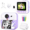 Instant Print Camera, Birthday Day Gifts for Kids Girls Boys, 1080P HD Digital Video Kids Camera, Girls Toys Age 4 5 6 7 8 9 10 Years Old with 32GB SD Card, Purple view 1