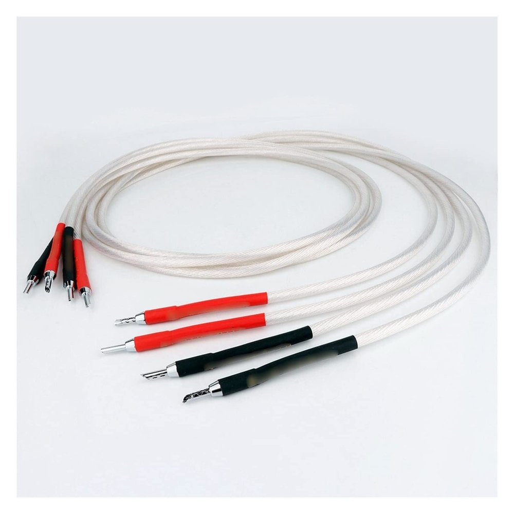 LEOSP Audio Cable 4 Roots HiFi 99.999% 5N Single Crystal CopperOCC Silver-Plated Speaker Cable(3 Meters)