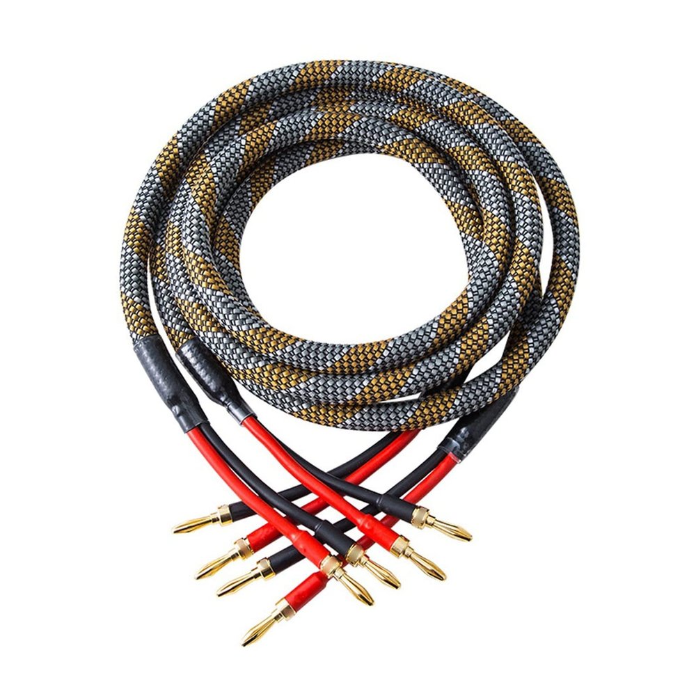 LEOSP 5N OCC Pure Copper Speaker Cable Audio Loudspeaker Cable with Gold Plated Banana Connection(1.5 Meters)