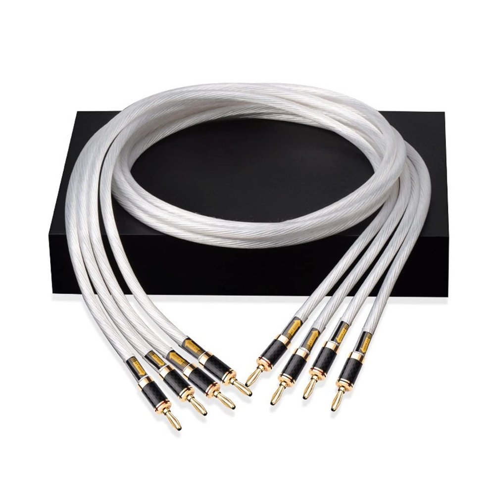 LEOSP HiFi OCC Silver-Plated Speaker Cable Speaker Wire for Hi-fi Systems Banana Plug Speaker Cable(3.5 Meters)