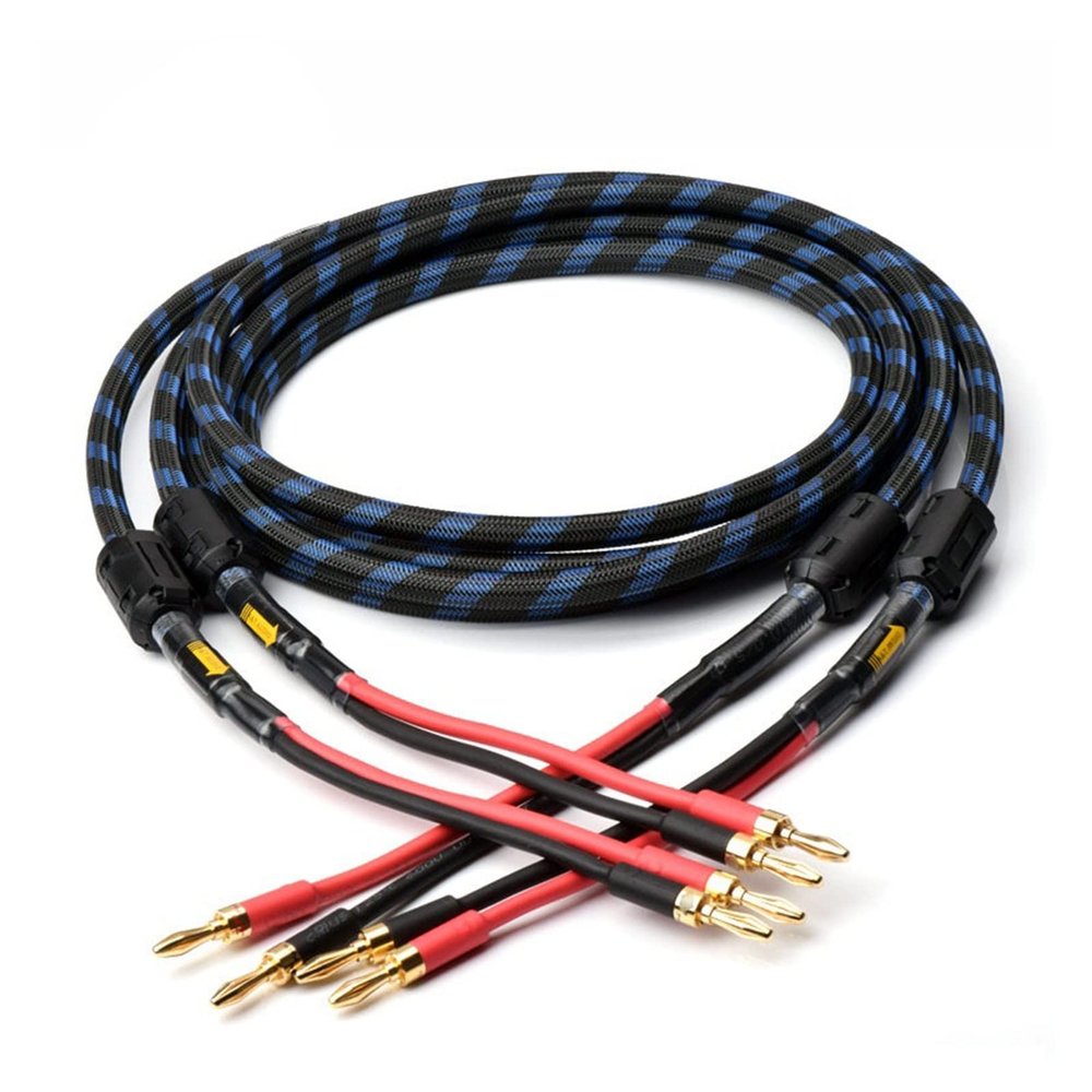 LEOSP 1 Pair HiFi Speaker Cable 6n OFC Speaker Wire with Banana Plug(1 Meters)