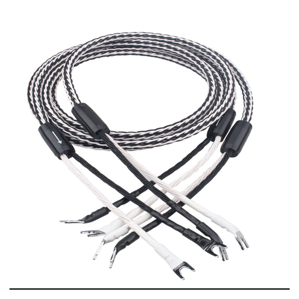 LEOSP 8TC Single Crystal Copper OCC Audio Speaker Cable HiFi Amplifier Speaker Cable Y-Y Plug(1 Meters)