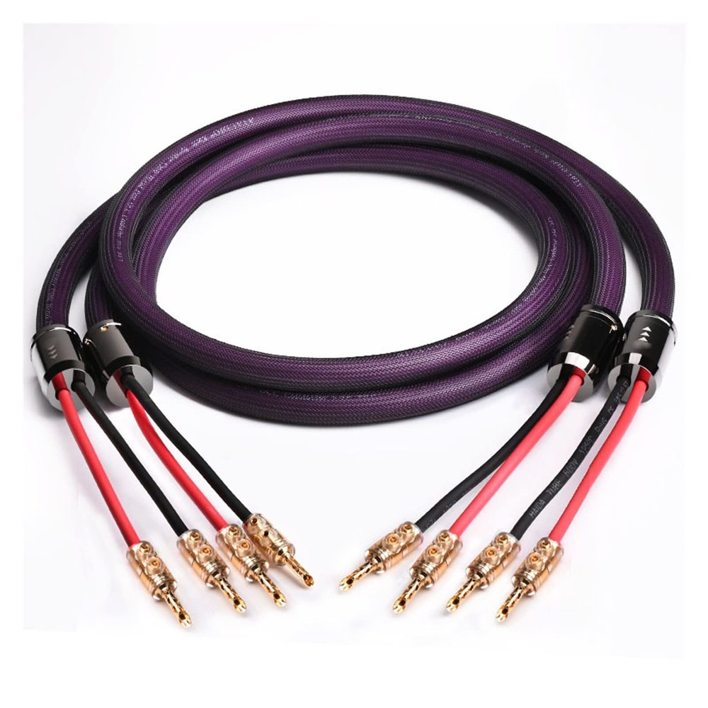 LEOSP 1 Pair HiFi Speaker Cable 7N OCC Speaker Wire with Banana Plug(3 Meters)