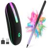2.4G Rechargeable Wireless Mouse, 7 Color Breathing Lights Computer Mouse (Black-Transparent Nose) Bundle with Stylus Pen for iPad, Apple Pencil for iPad 2018-2023 with Palm Rejection (Black and Purp) view 1