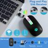 2.4G Rechargeable Wireless Mouse, 7 Color Breathing Lights Computer Mouse (Black-Transparent Nose) Bundle with Stylus Pen for iPad, Apple Pencil for iPad 2018-2023 with Palm Rejection (Black and Purp) view 4