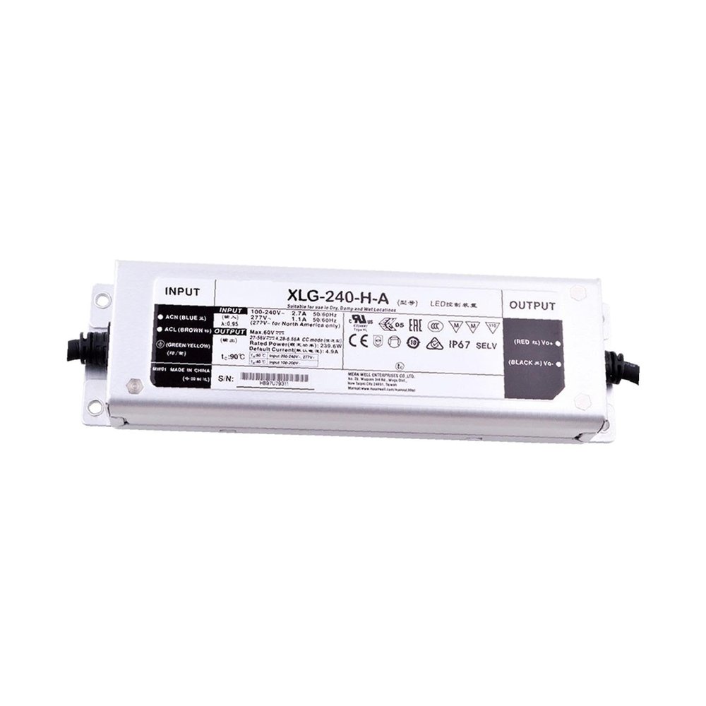 XLG-240-H-A 240W LED Driver 93% Efficiency IP67 Waterproof for Horticulture Lighting and Outdoor Lighting