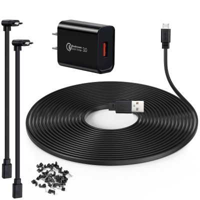 50 ft Extension Cable for Wyze Cam Pan v3, Wyze Cam v4, Wyze OG, Wyze Cam v3 and v3 Pro Outdoor Camera,USB Charging Cord with 90 Degree Adapter and 18W Power Adapter